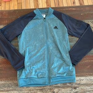 Adidas Iconic Jacket 2016 Teal and Dark Grey Flowered Print size Small